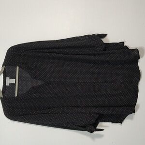 Catherines Blouse Size 2XL Casual Office Fall Winter Polka Dots Black & White